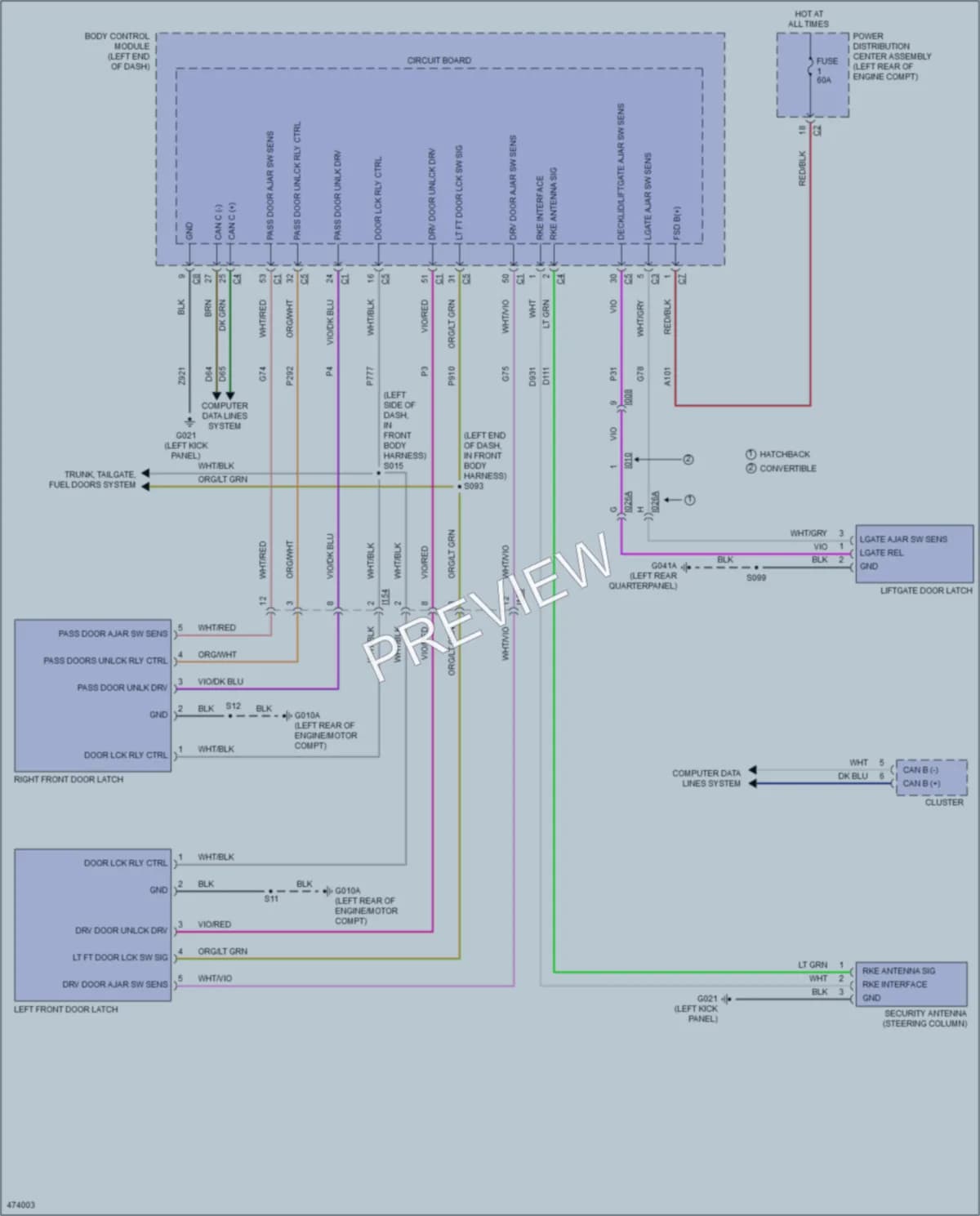 2015 Fiat 500e Power Door Locks wiring diagram preview