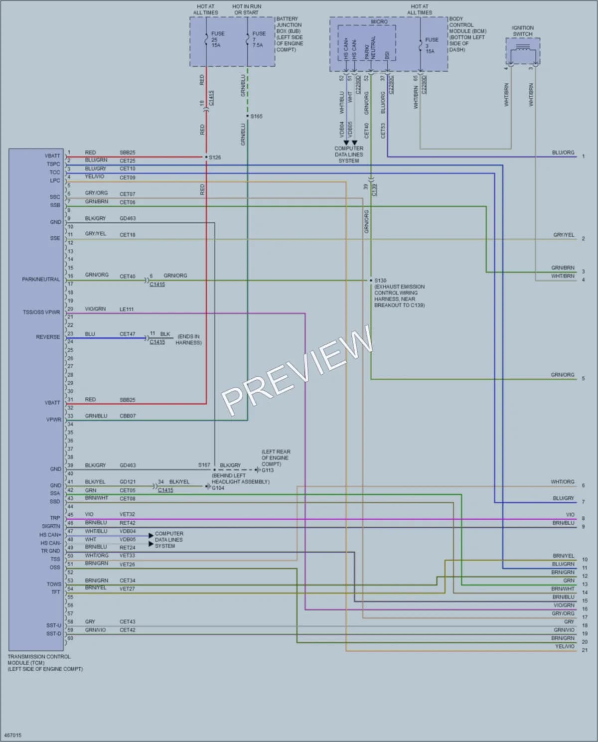 2015 Ford 150Transit Transmission wiring diagram preview