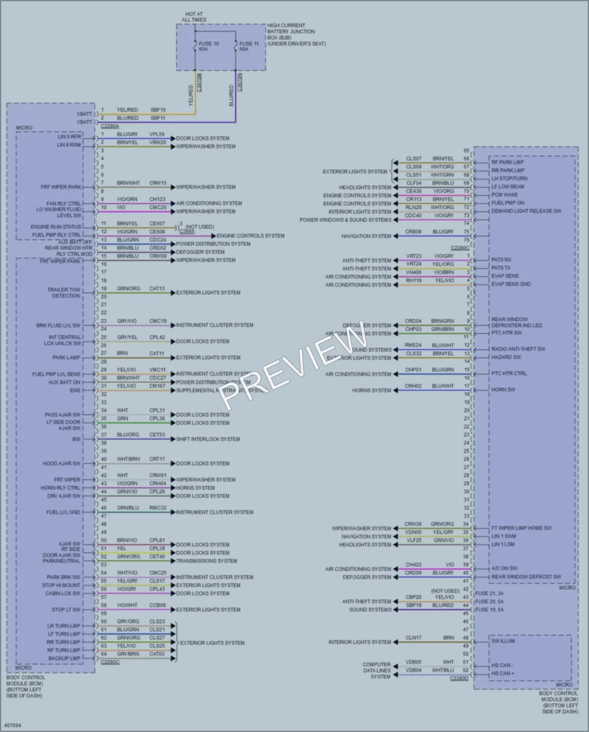 2015 Ford 250Transit Body Control Modules wiring diagram preview