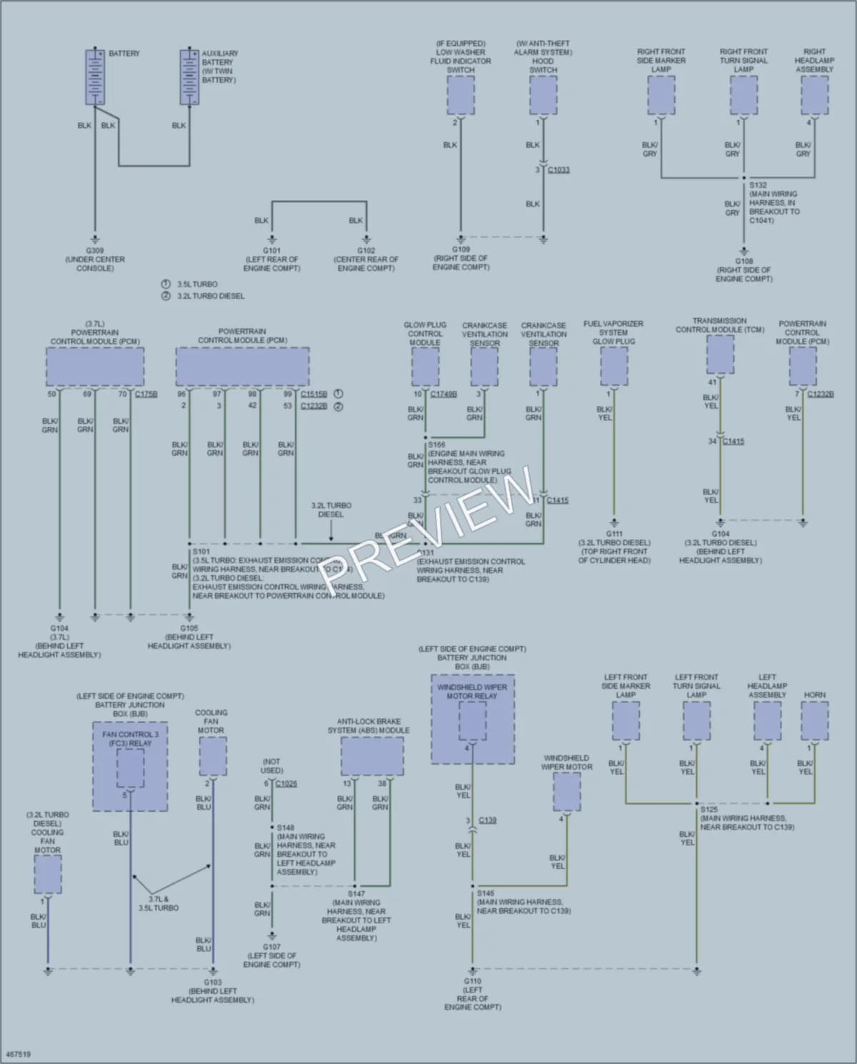 2015 Ford 250Transit Ground Distribution wiring diagram preview