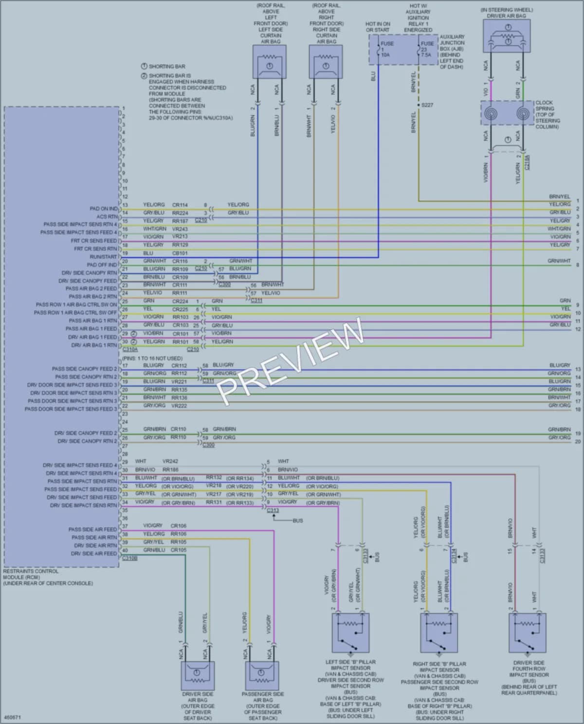 2015 Ford 250Transit Supplemental Restraints wiring diagram preview