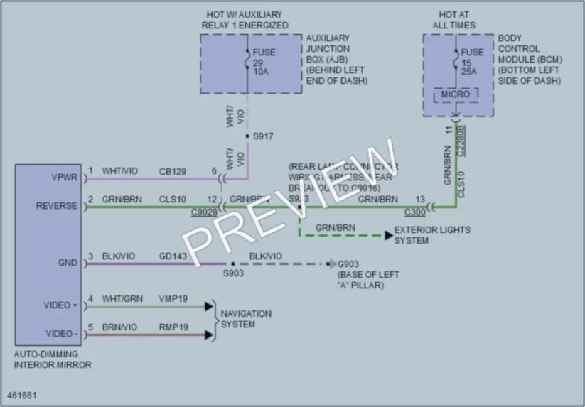 2015 Ford 350HDTransit Power Mirrors wiring diagram preview