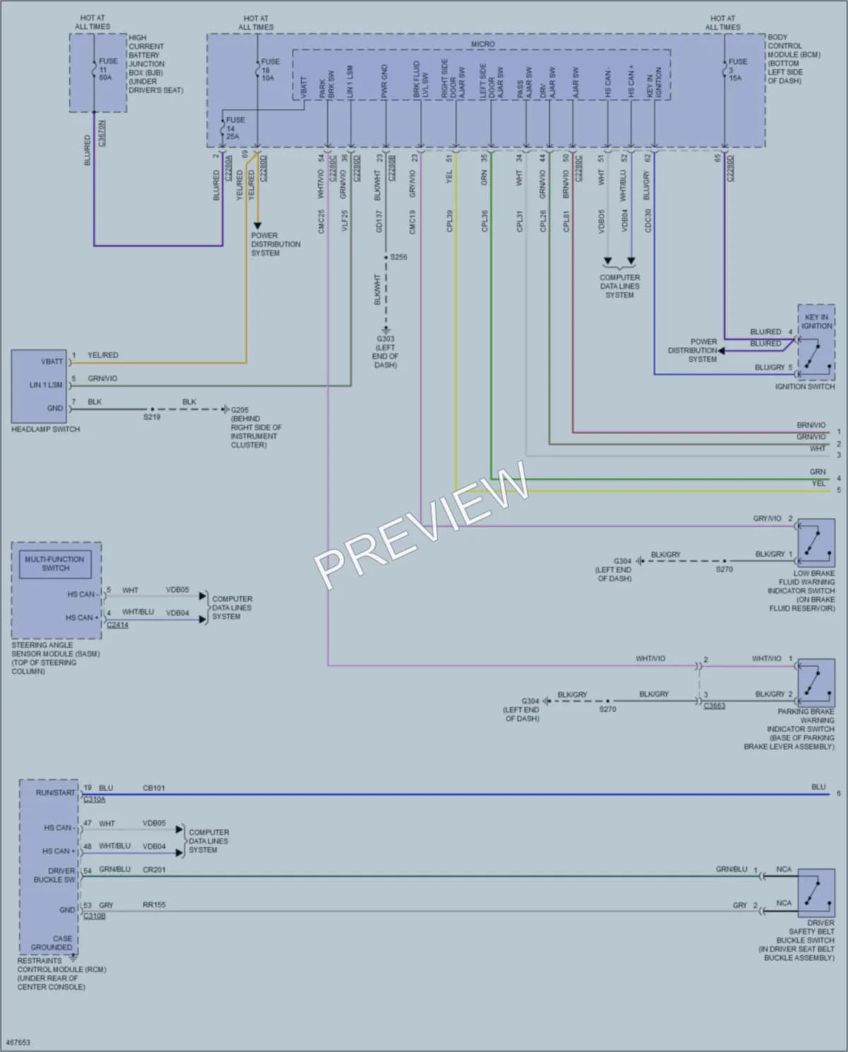 2015 Ford 350HDTransit Warning Systems wiring diagram preview