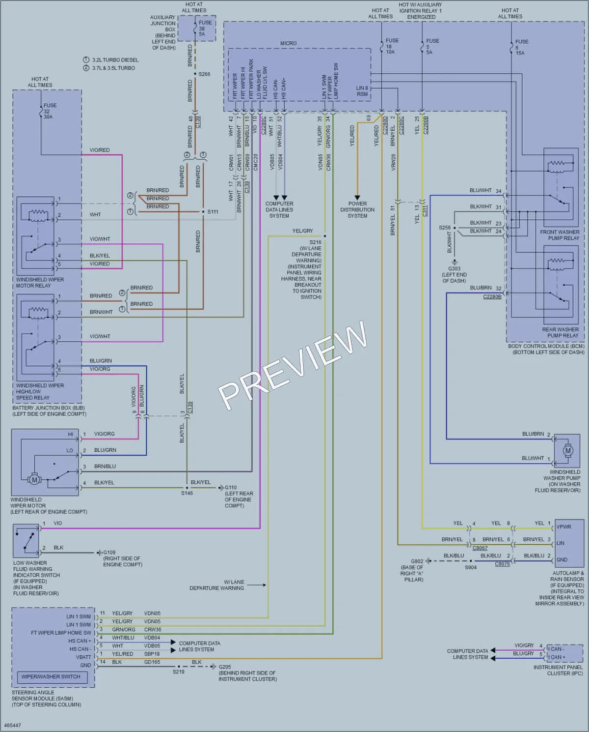 2015 Ford 350Transit Wiper Washer wiring diagram preview