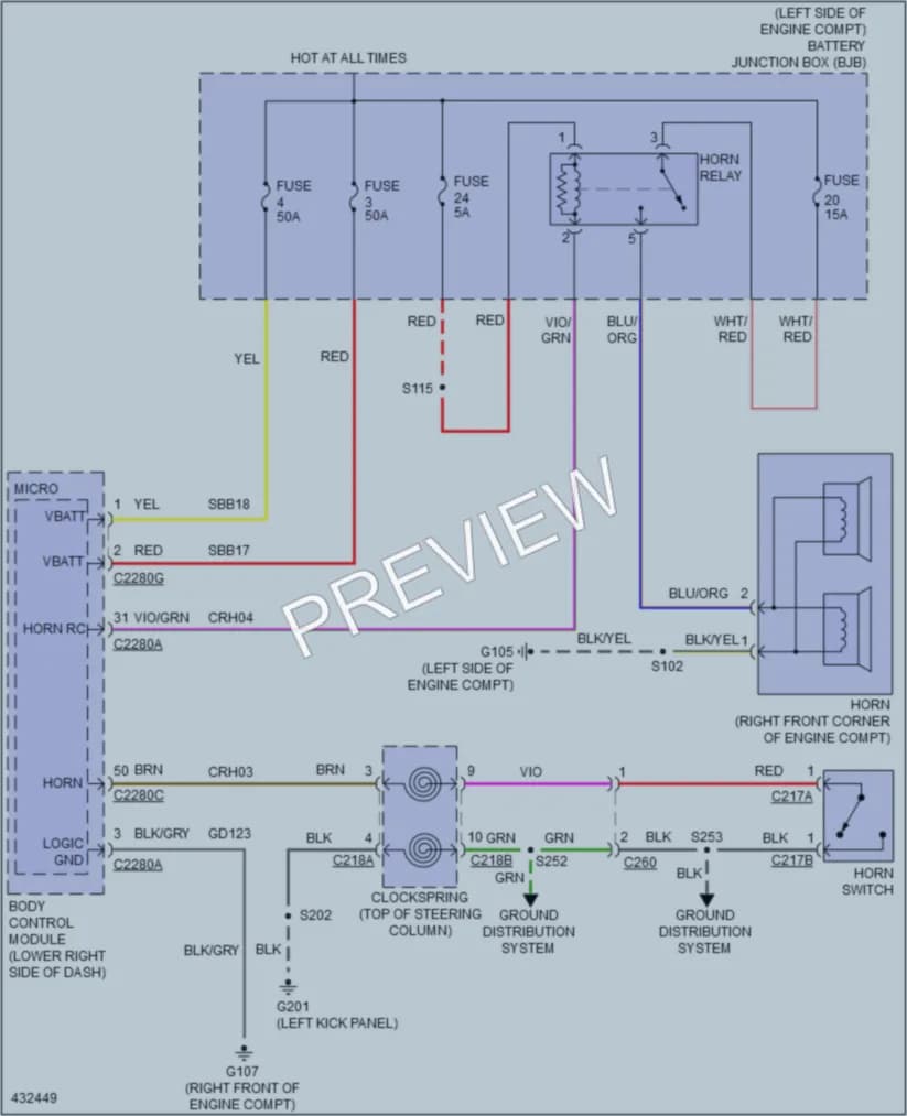 2015 Ford CMaxEnergi Horn wiring diagram preview