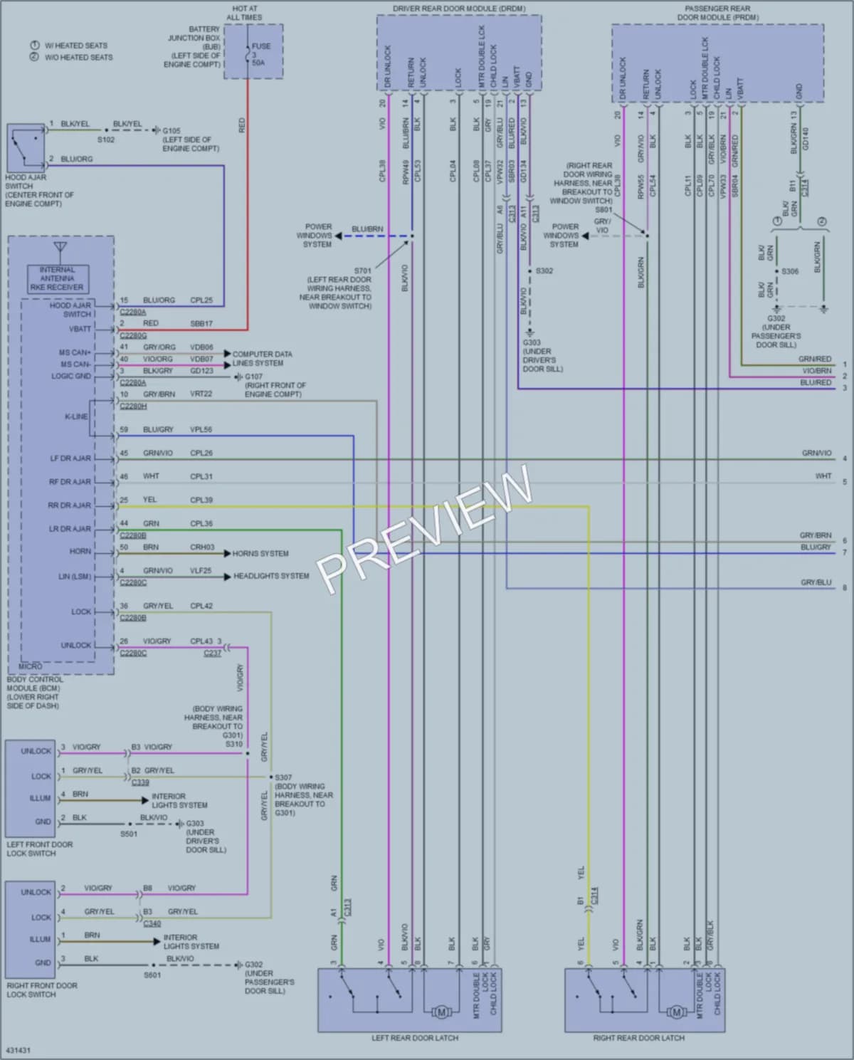 2015 Ford CMaxEnergi Power Door Locks wiring diagram preview
