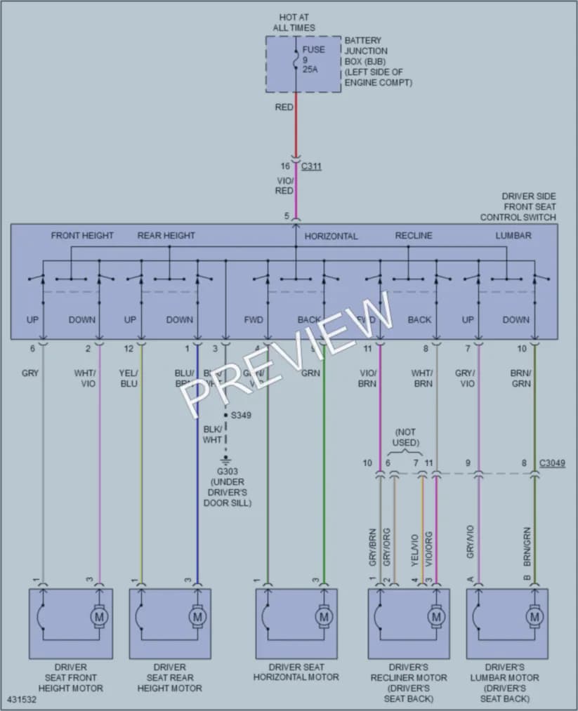 2015 Ford CMaxEnergi Power Seats wiring diagram preview