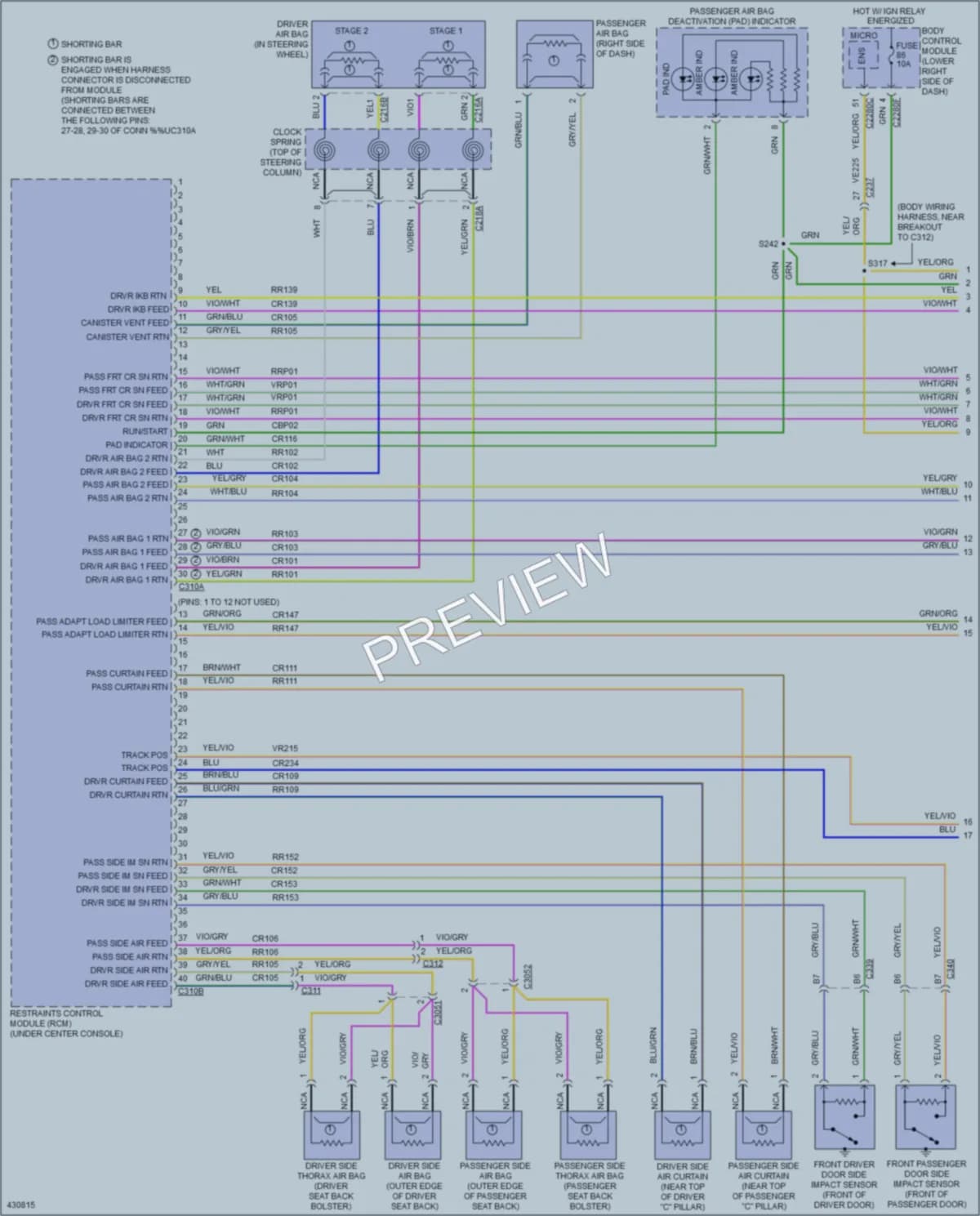 2015 Ford CMaxEnergi Supplemental Restraints wiring diagram preview