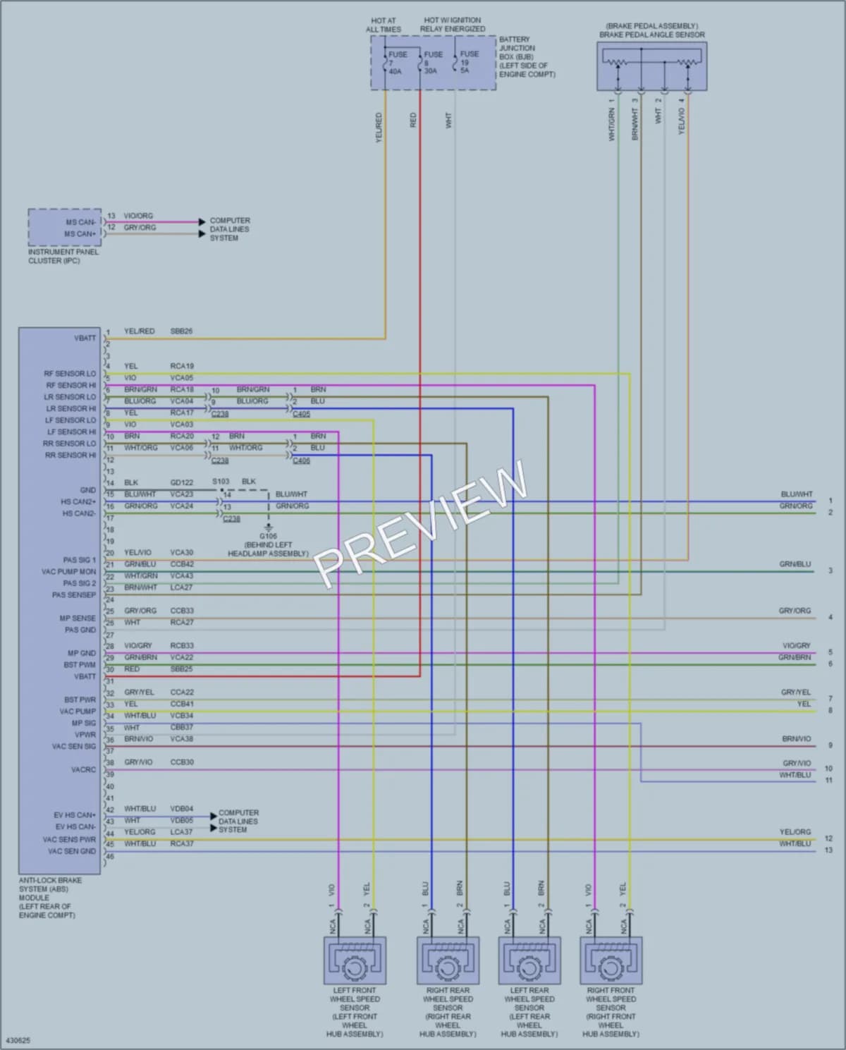 2015 Ford CMaxHybrid Anti Lock Brakes wiring diagram preview