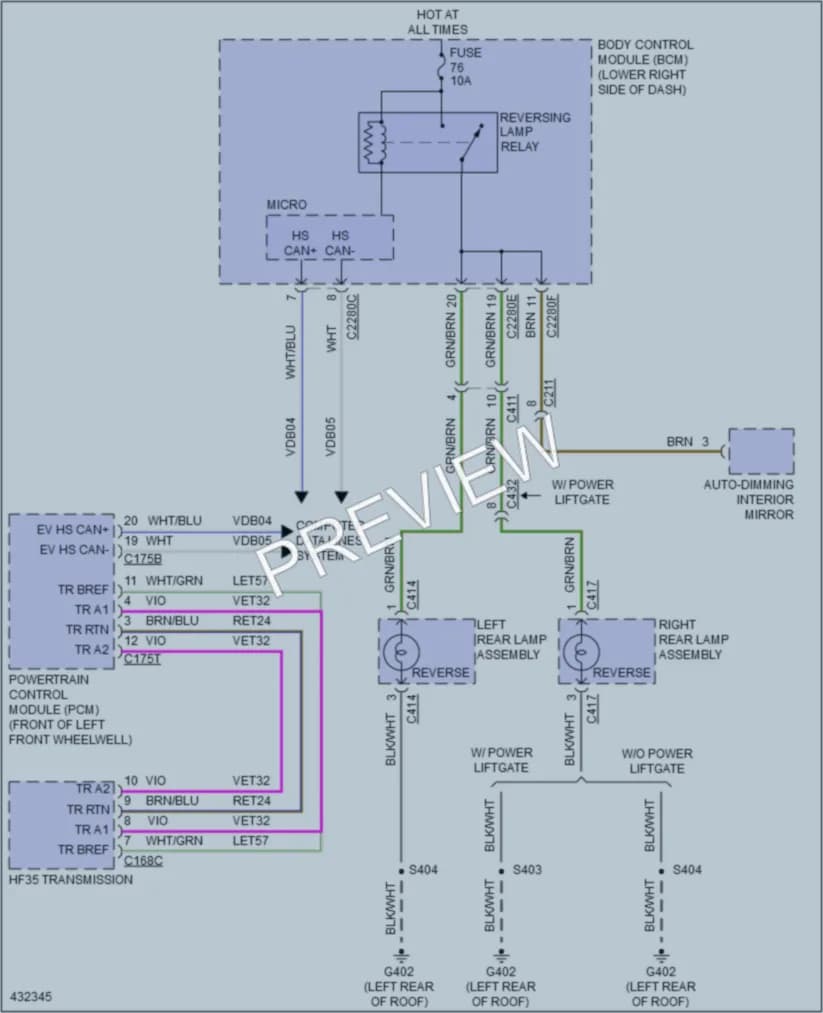 2015 Ford CMaxHybrid Exterior Lights wiring diagram preview