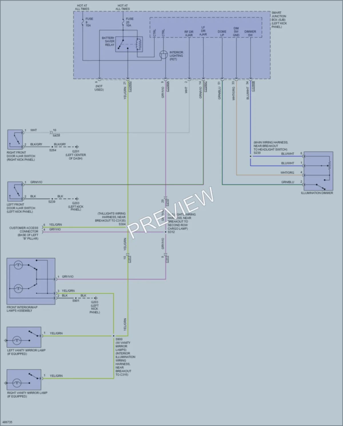 2015 Ford E350Econoline Interior Lights wiring diagram preview