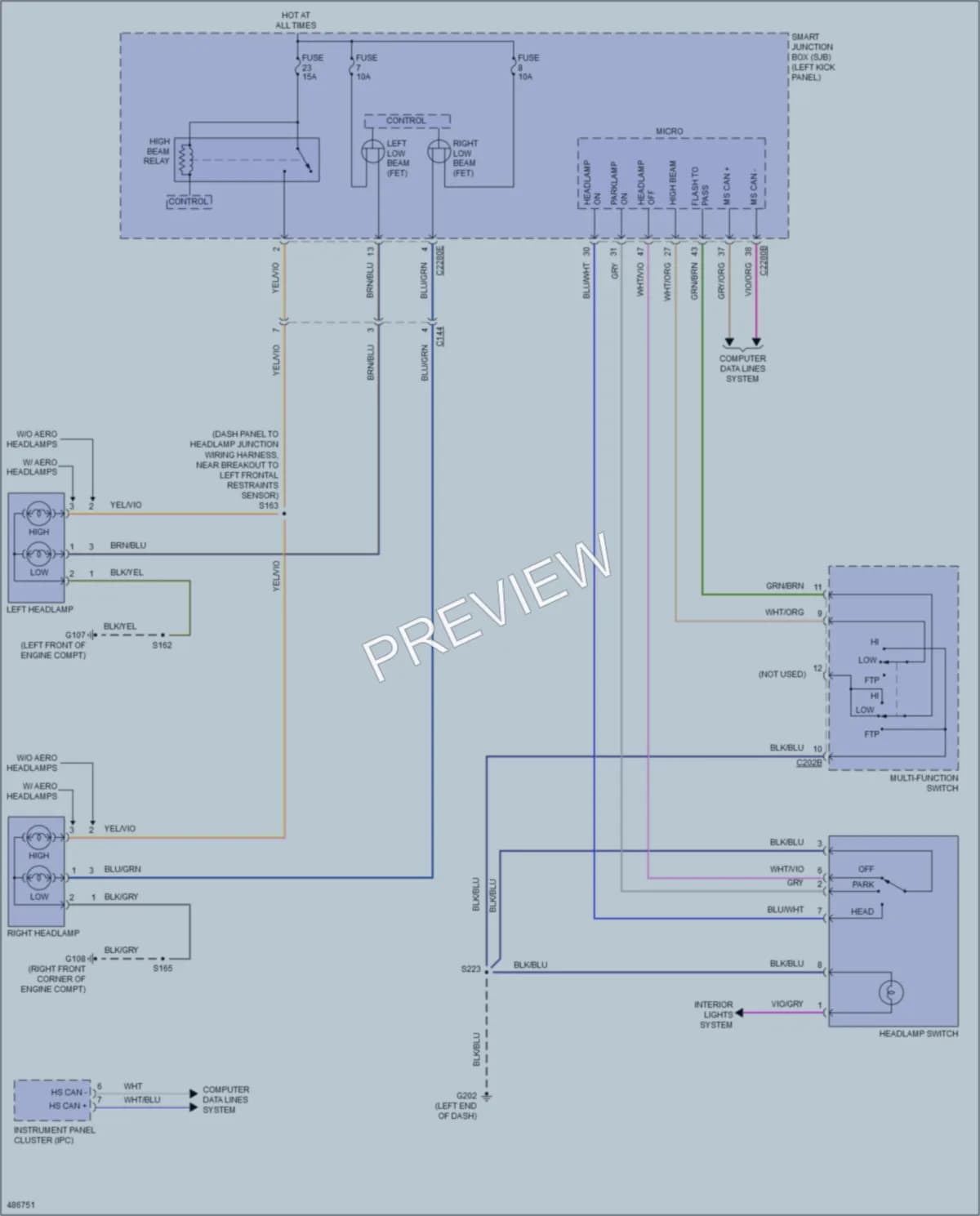 2015 Ford E450Econoline Headlights wiring diagram preview