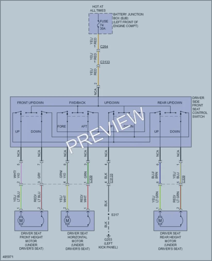 2015 Ford E450Econoline Power Seats wiring diagram preview