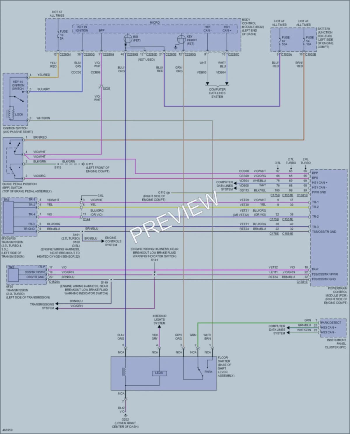 2015 Ford Edge Shift Interlock wiring diagram preview