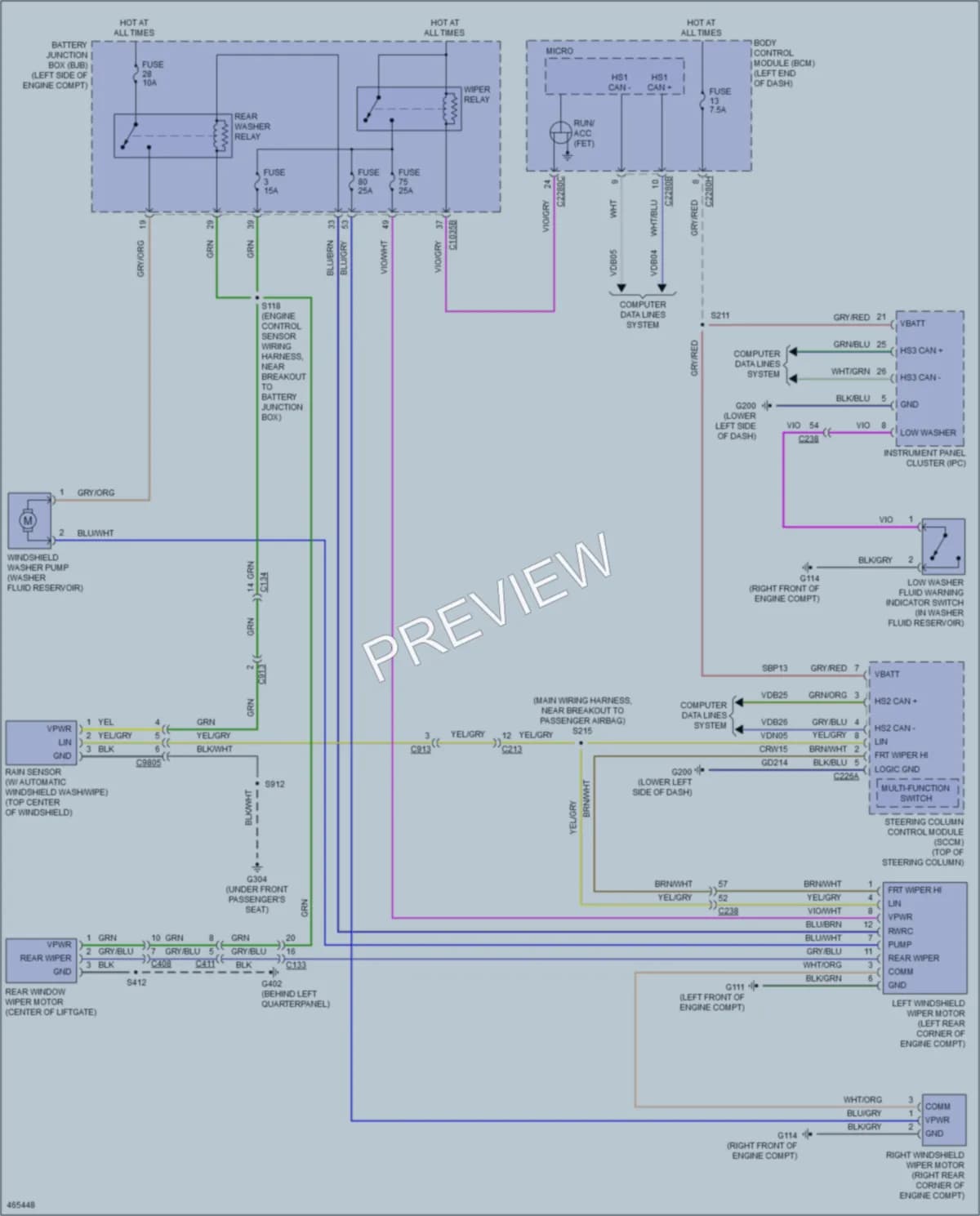 2015 Ford Edge Wiper Washer wiring diagram preview