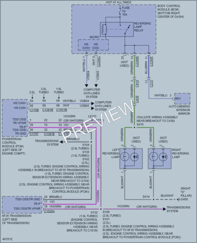 2015 Ford Escape Exterior Lights wiring diagram preview