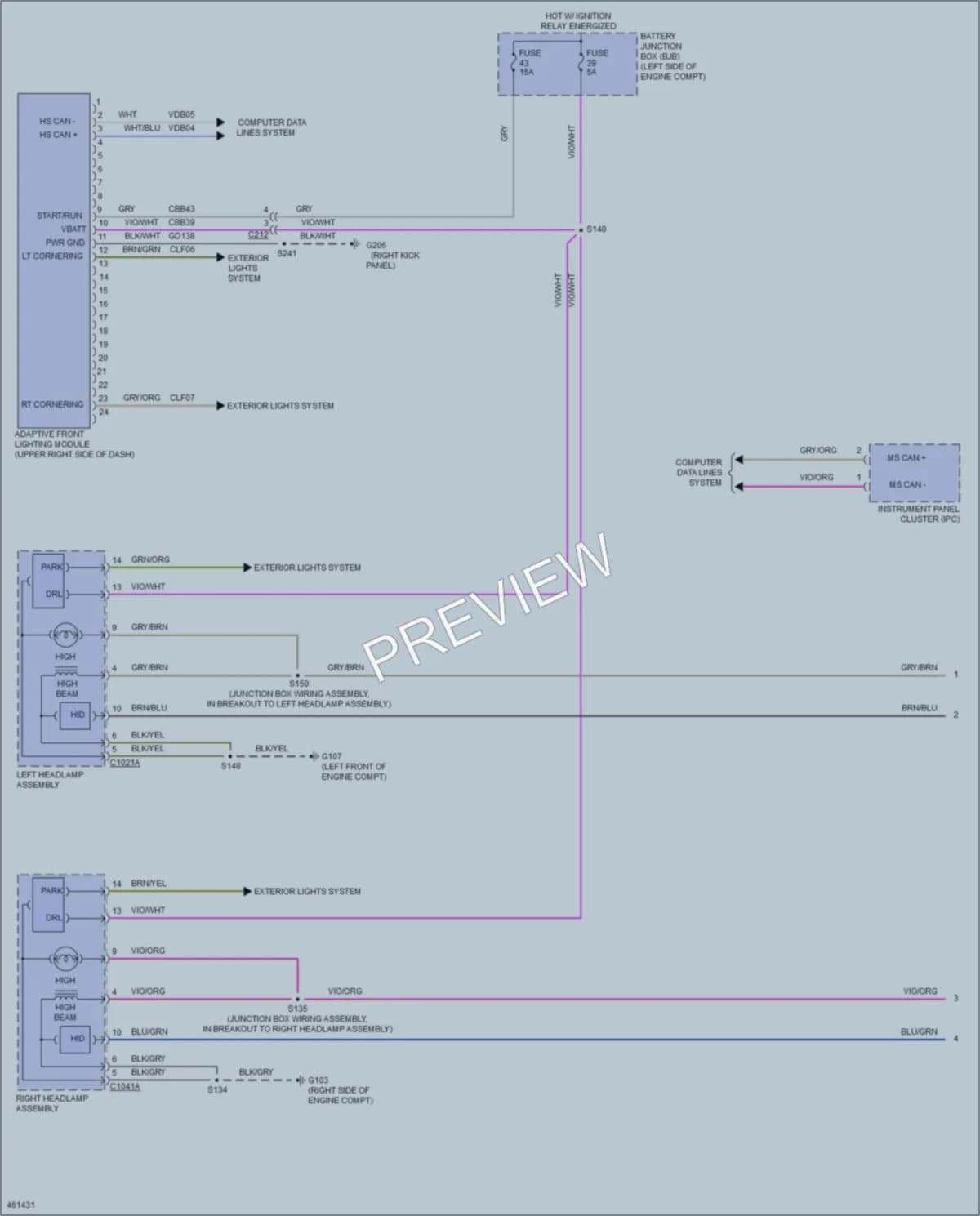2015 Ford Escape Headlights wiring diagram preview