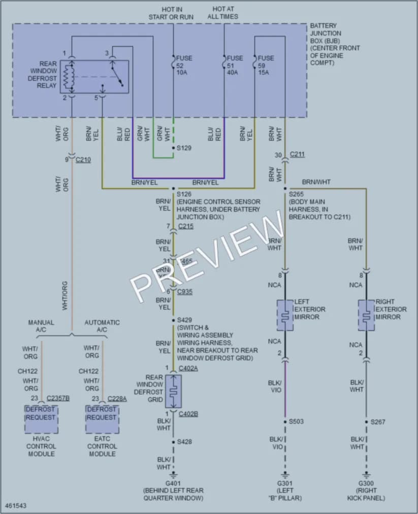2015 Ford ExpeditionEL Defoggers wiring diagram preview