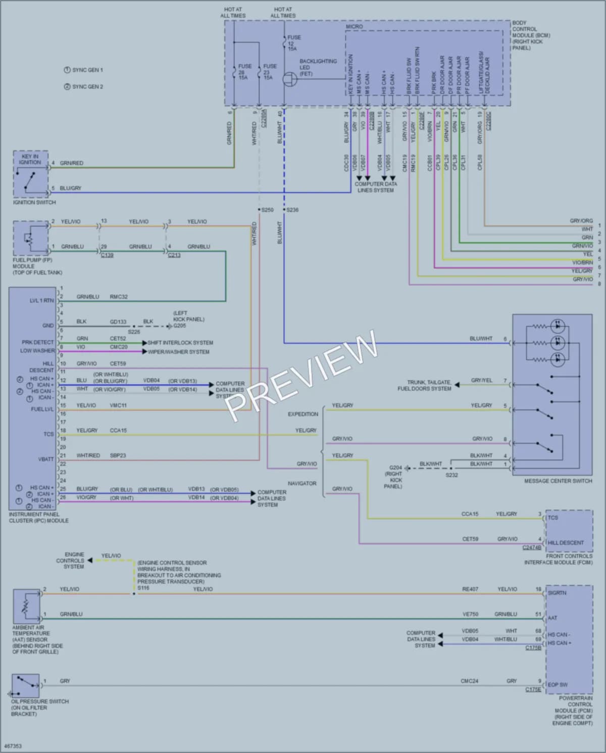 2015 Ford ExpeditionEL Instrument Cluster wiring diagram preview