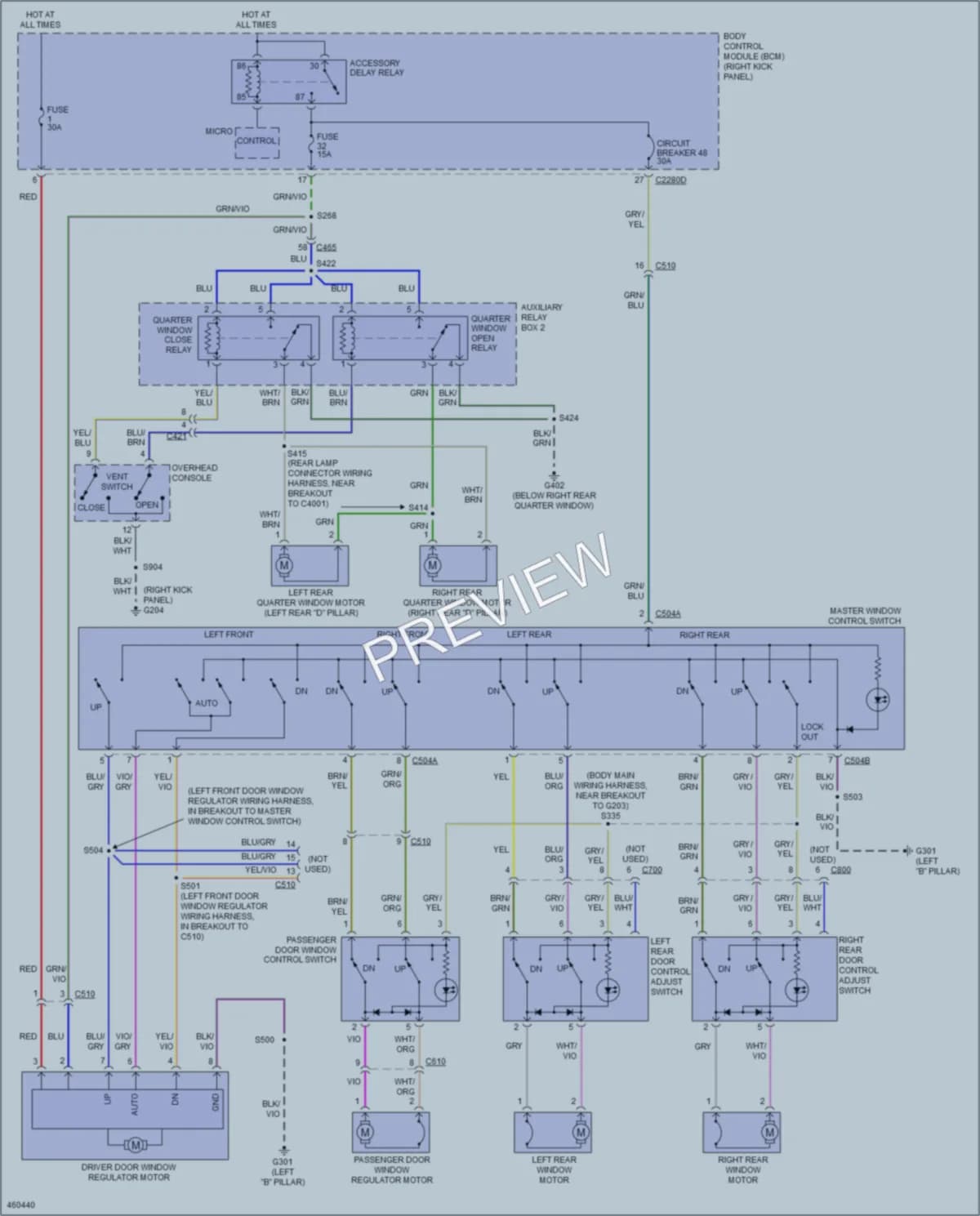 2015 Ford ExpeditionEL Power Windows wiring diagram preview