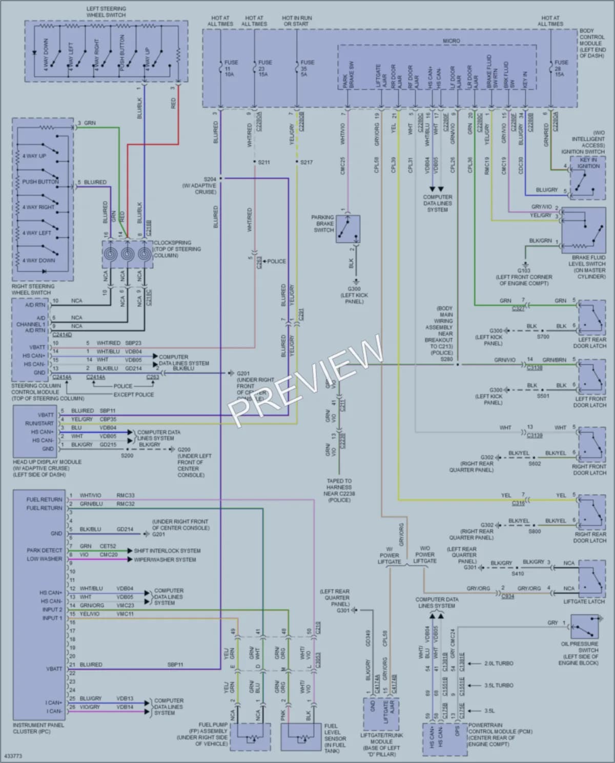 2015 Ford Explorer Instrument Cluster wiring diagram preview