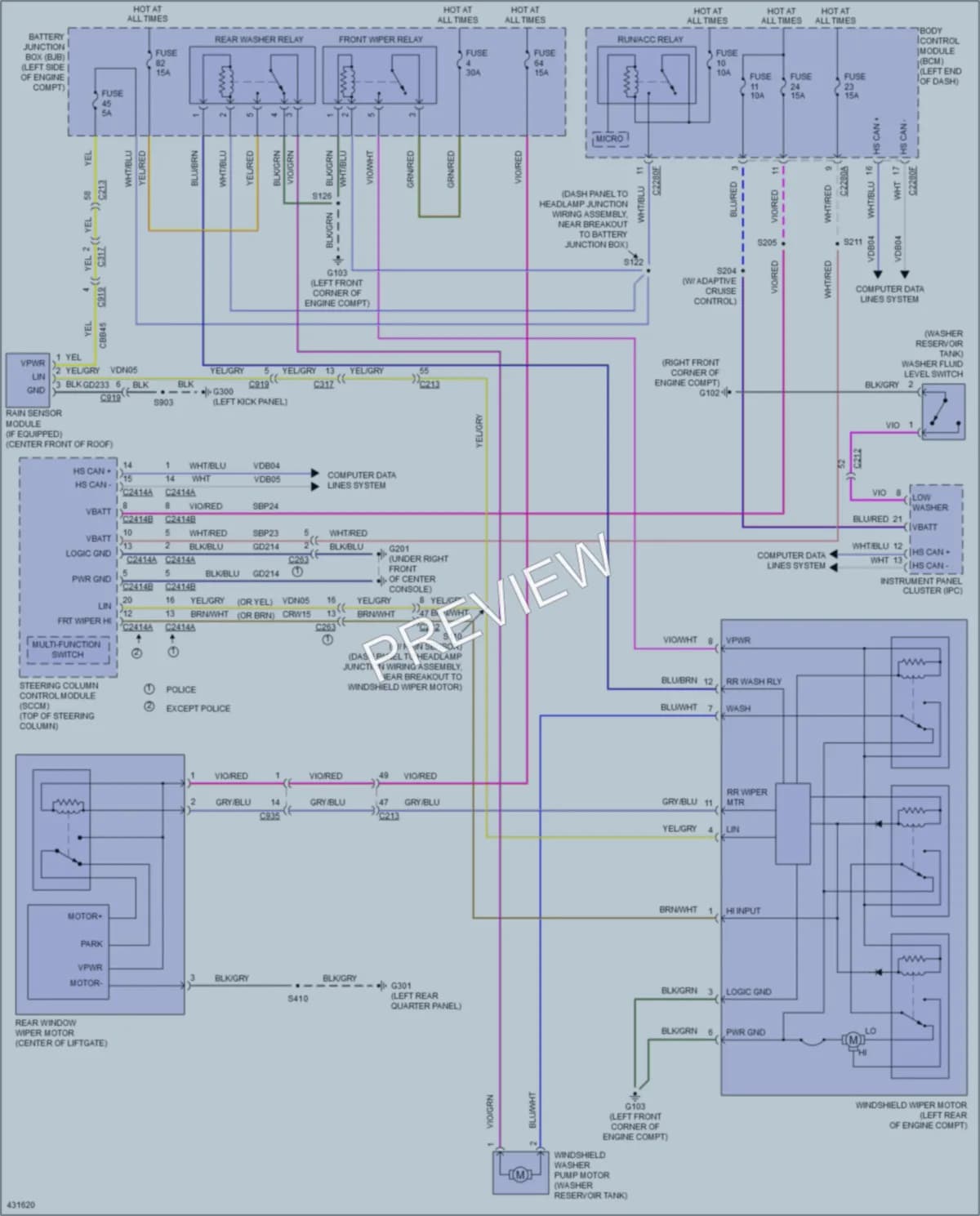 2015 Ford Explorer Wiper Washer wiring diagram preview