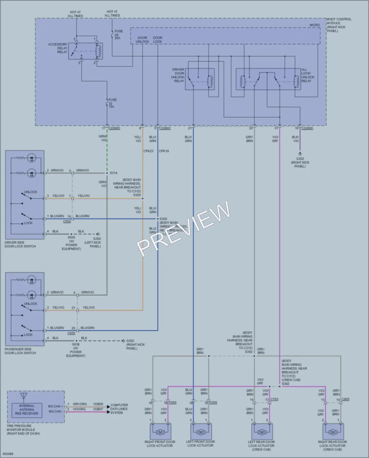 2015 Ford F250SuperDuty Power Door Locks wiring diagram preview