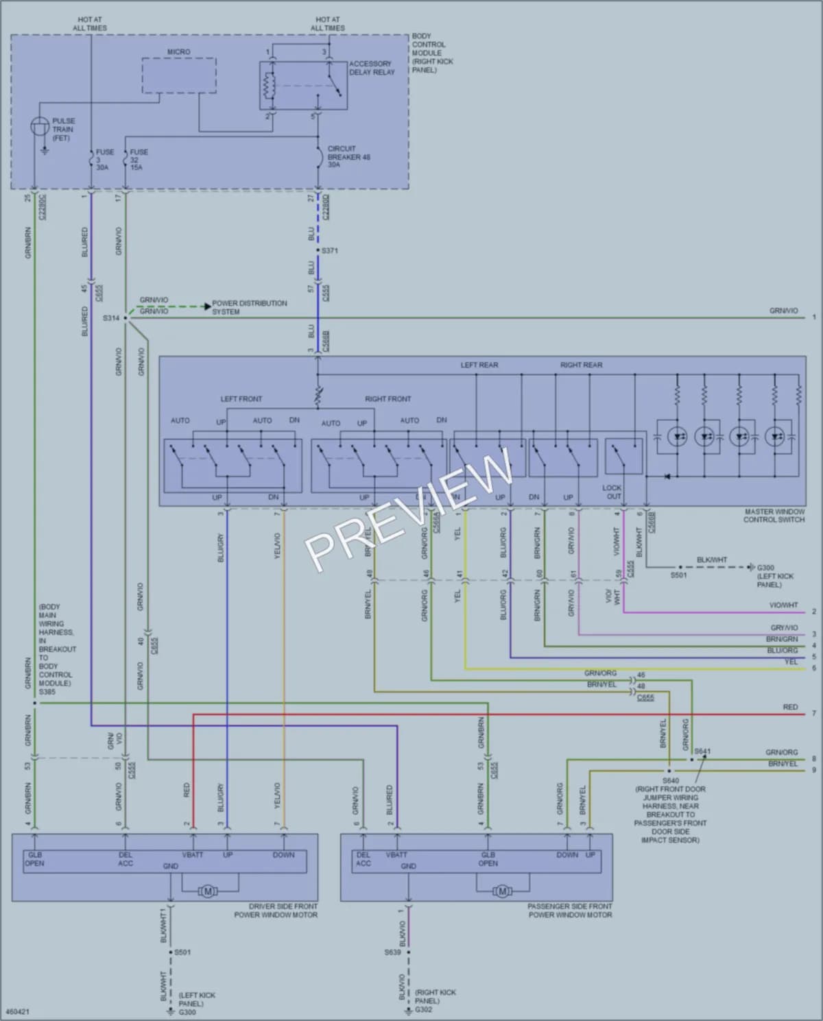 2015 Ford F350SuperDuty Power Windows wiring diagram preview