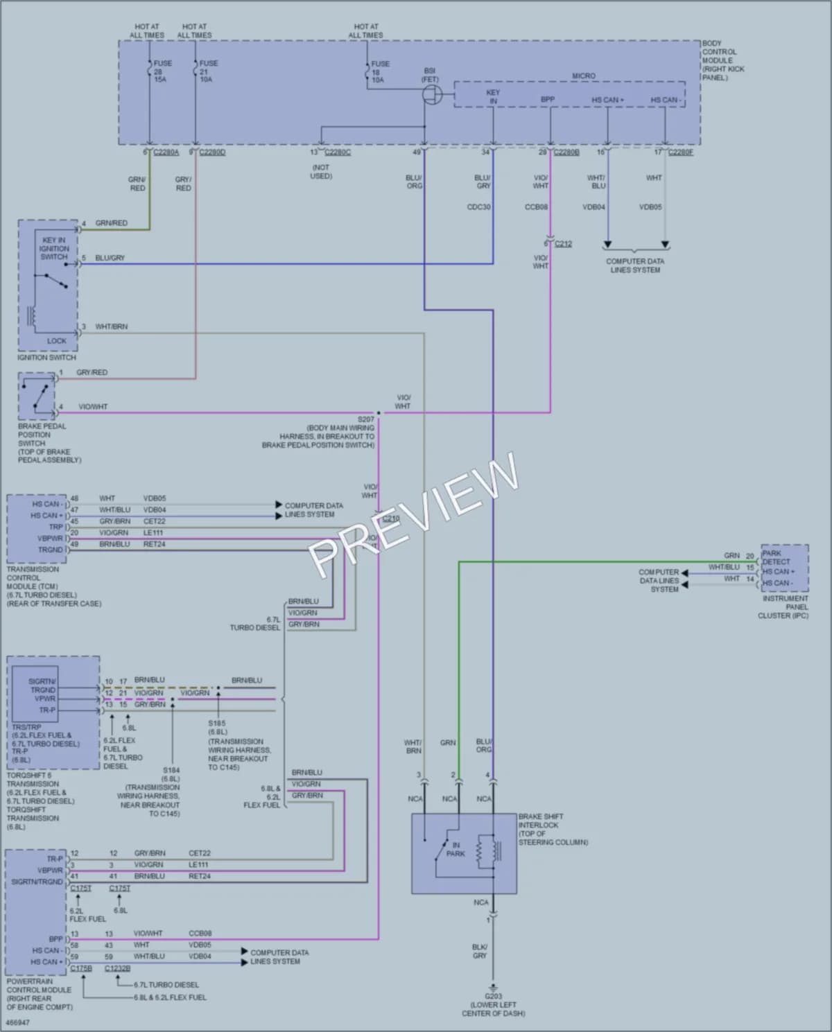 2015 Ford F350SuperDuty Shift Interlock wiring diagram preview