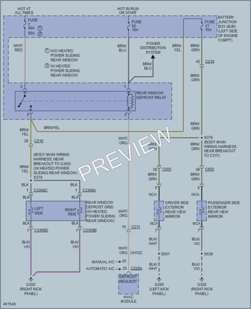 2015 Ford F450SuperDuty Defoggers wiring diagram preview