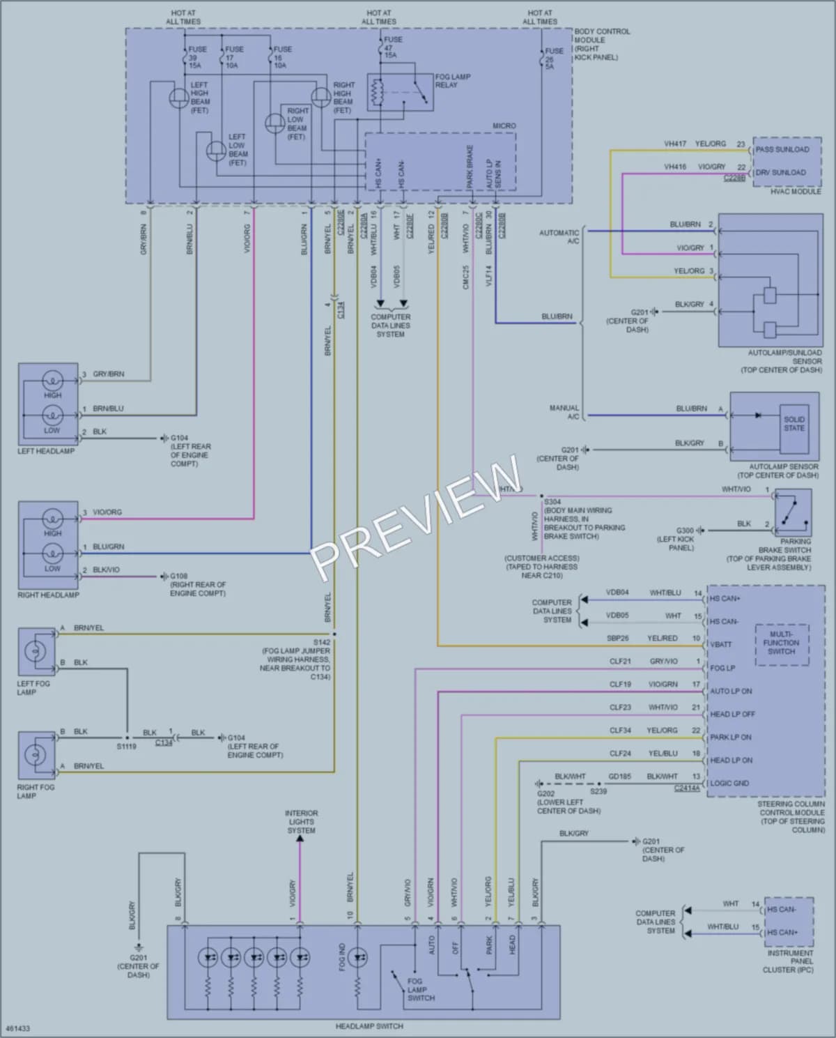 2015 Ford F450SuperDuty Headlights wiring diagram preview