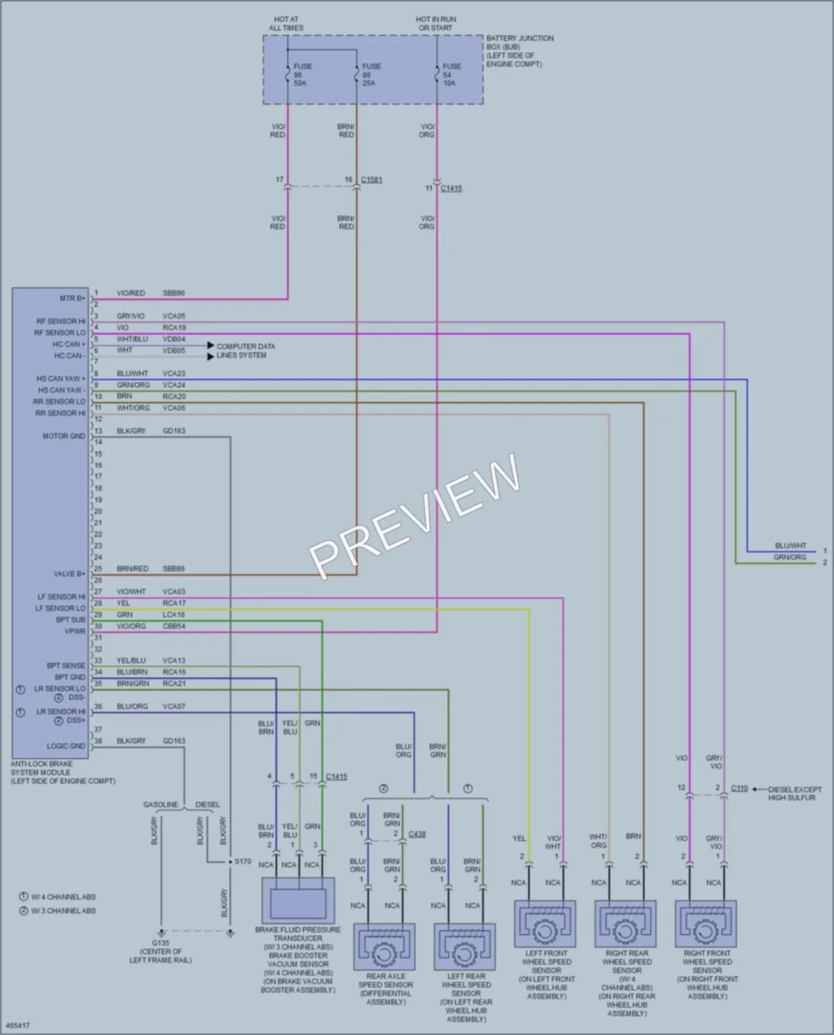 2015 Ford F550ChsCab Anti Lock Brakes wiring diagram preview