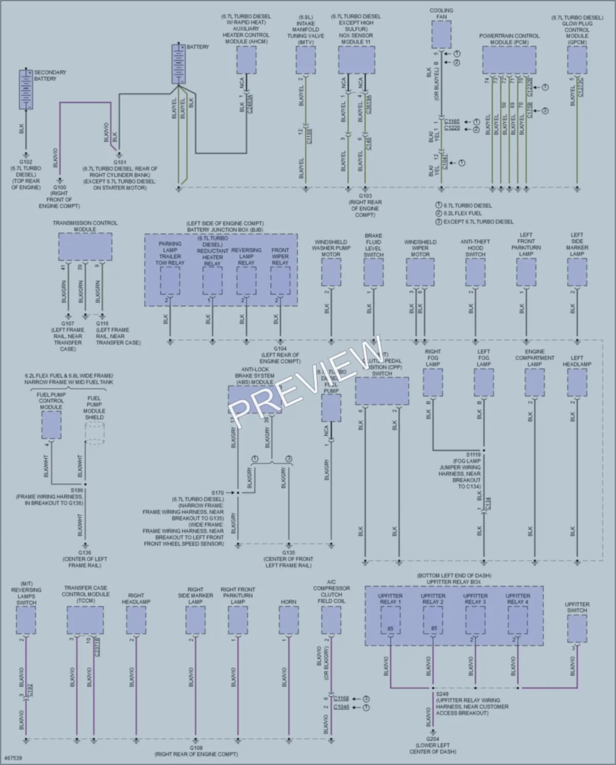 2015 Ford F550ChsCab Ground Distribution wiring diagram preview