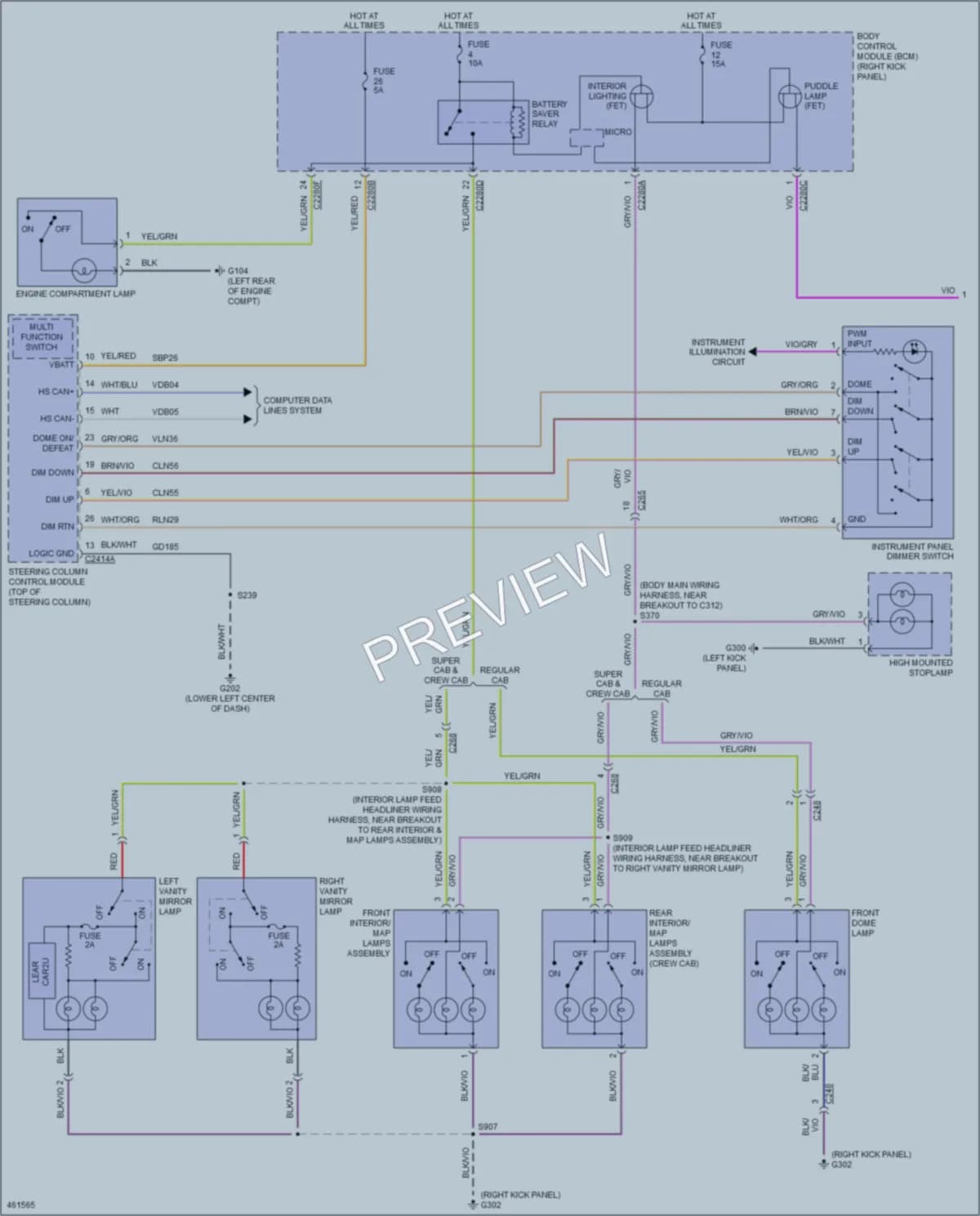2015 Ford F550ChsCab Interior Lights wiring diagram preview
