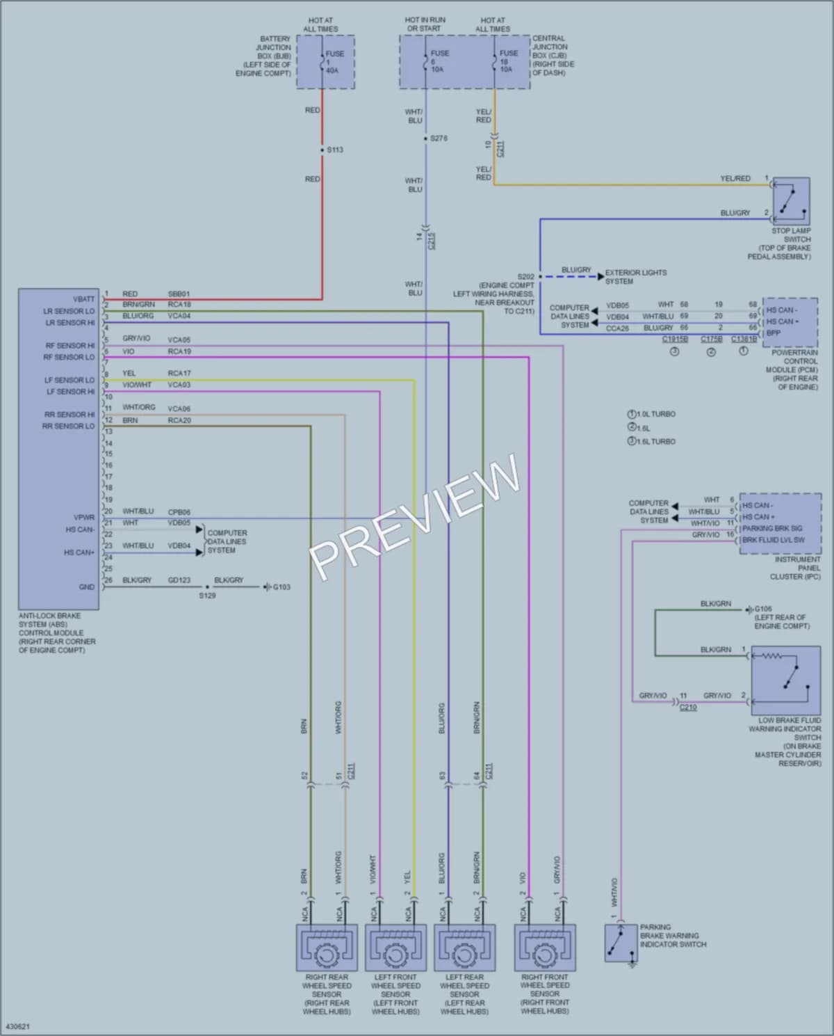2015 Ford Fiesta Anti Lock Brakes wiring diagram preview