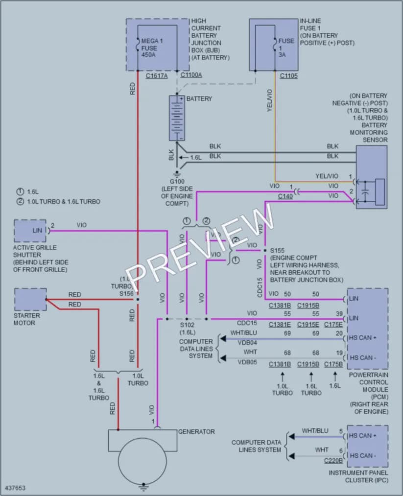 2015 Ford Fiesta Starting Charging wiring diagram preview