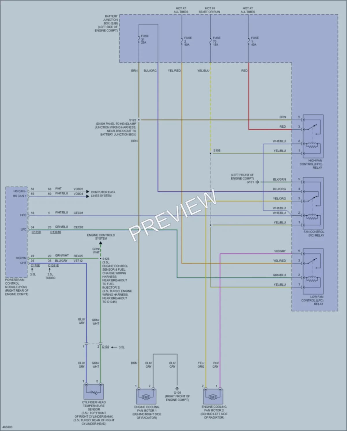 2015 Ford Flex Cooling Fan wiring diagram preview