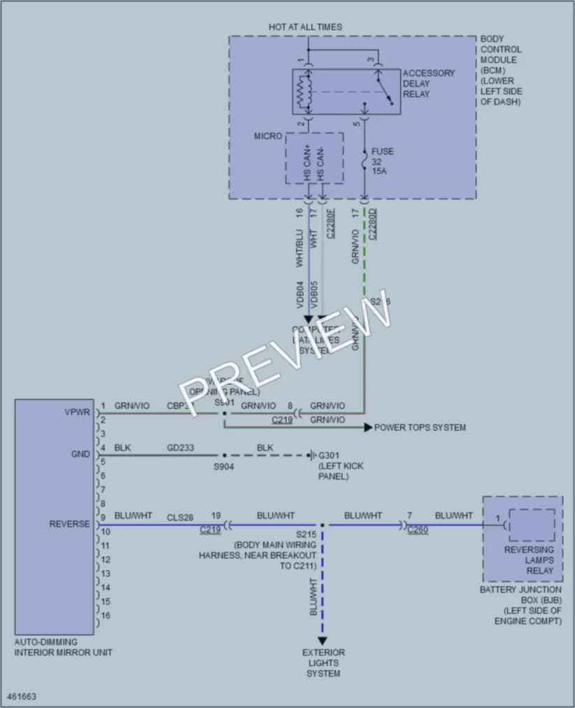 2015 Ford Flex Power Mirrors wiring diagram preview