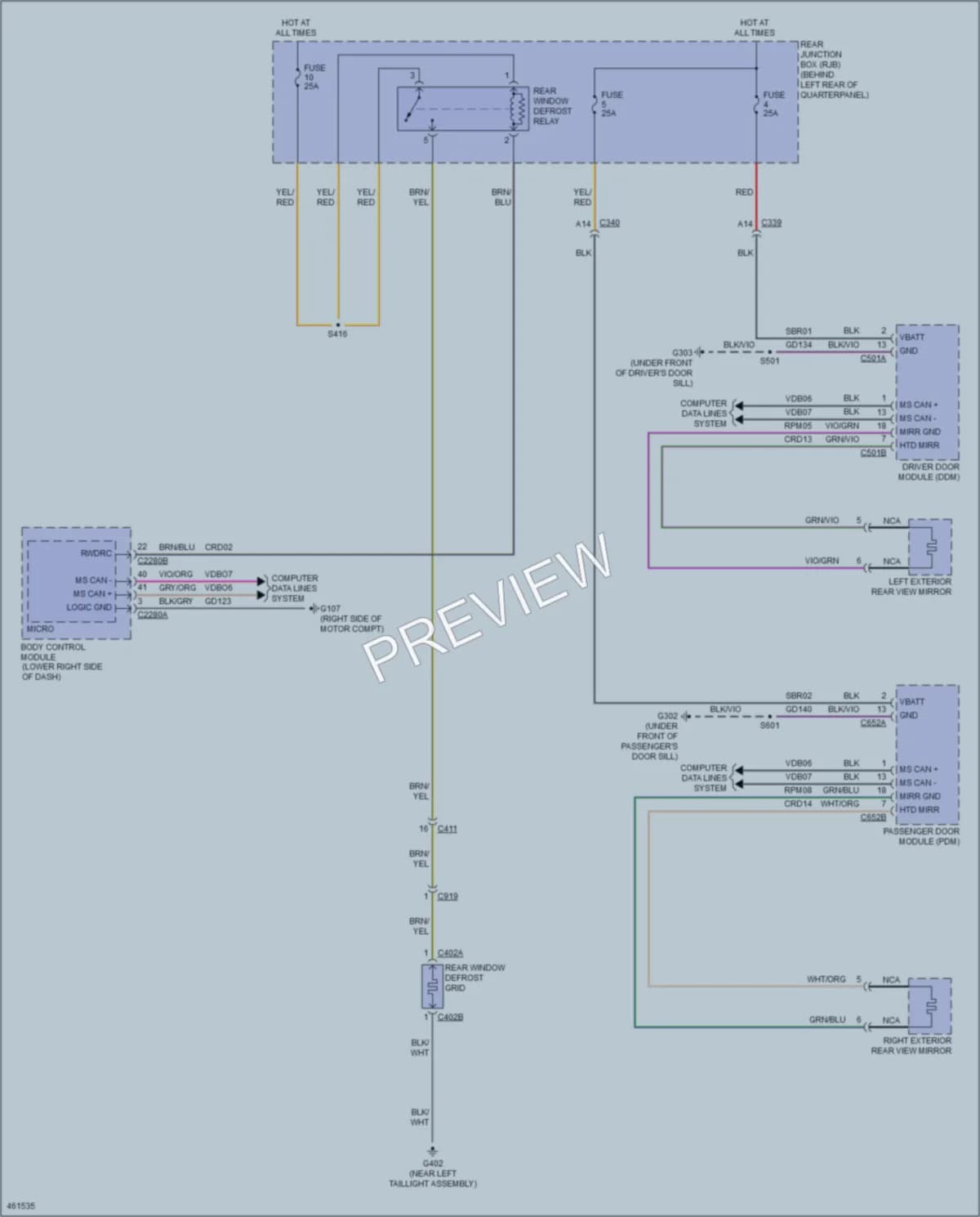 2015 Ford Focus Defoggers wiring diagram preview