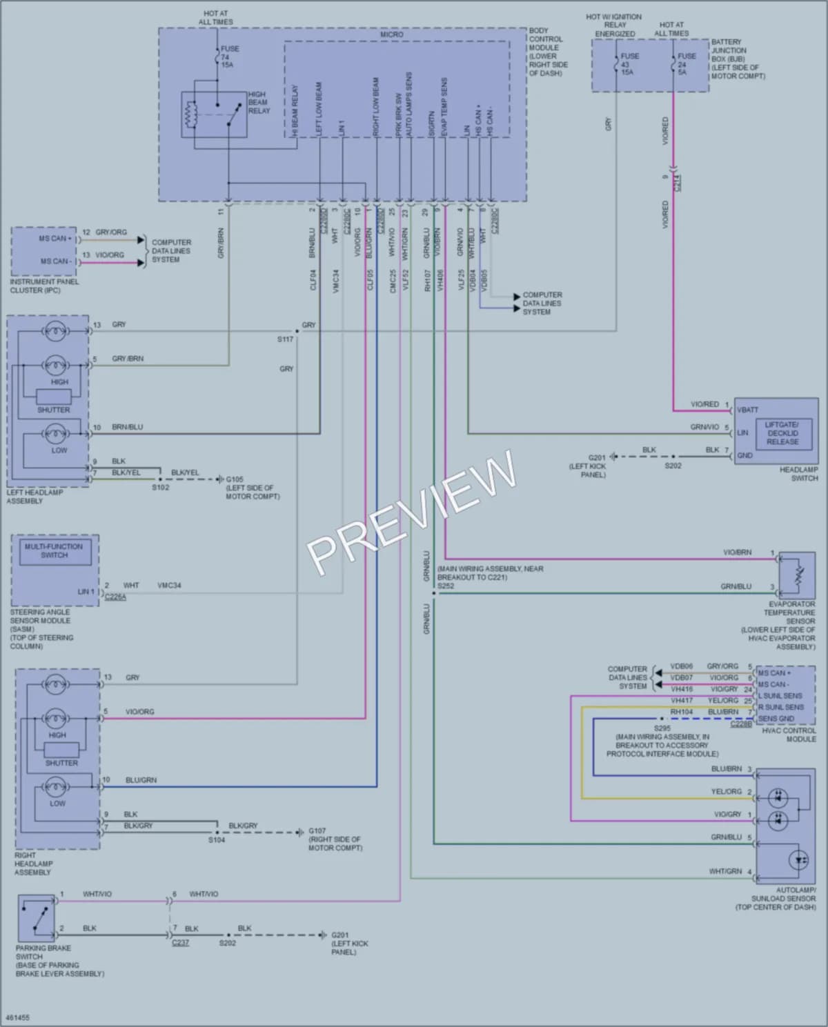 2015 Ford Focus Headlights wiring diagram preview