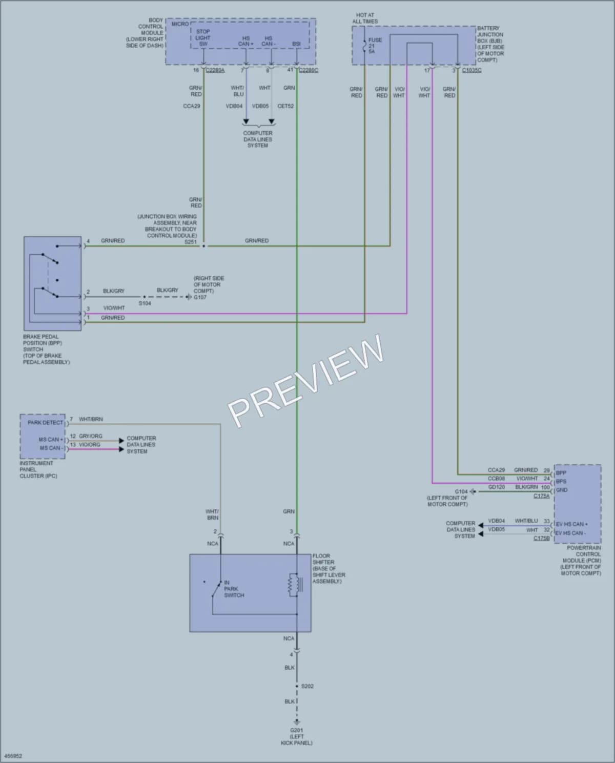2015 Ford Focus Shift Interlock wiring diagram preview