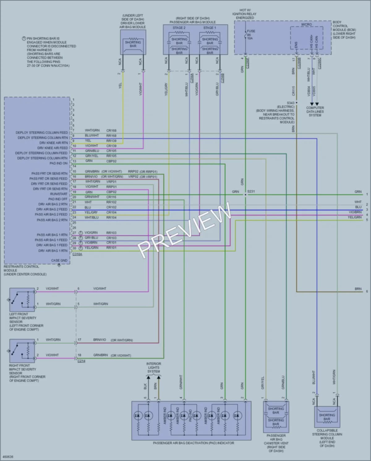 2015 Ford Focus Supplemental Restraints wiring diagram preview