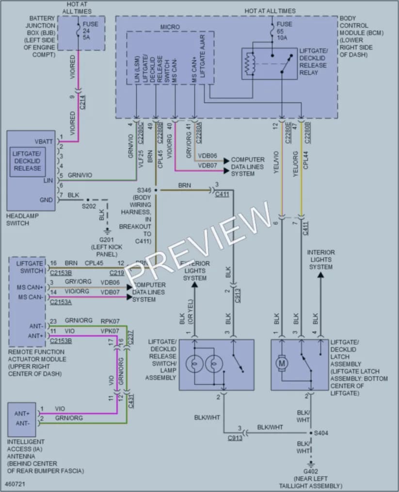 2015 Ford Focus Trunk Tailgate Fuel Door wiring diagram preview