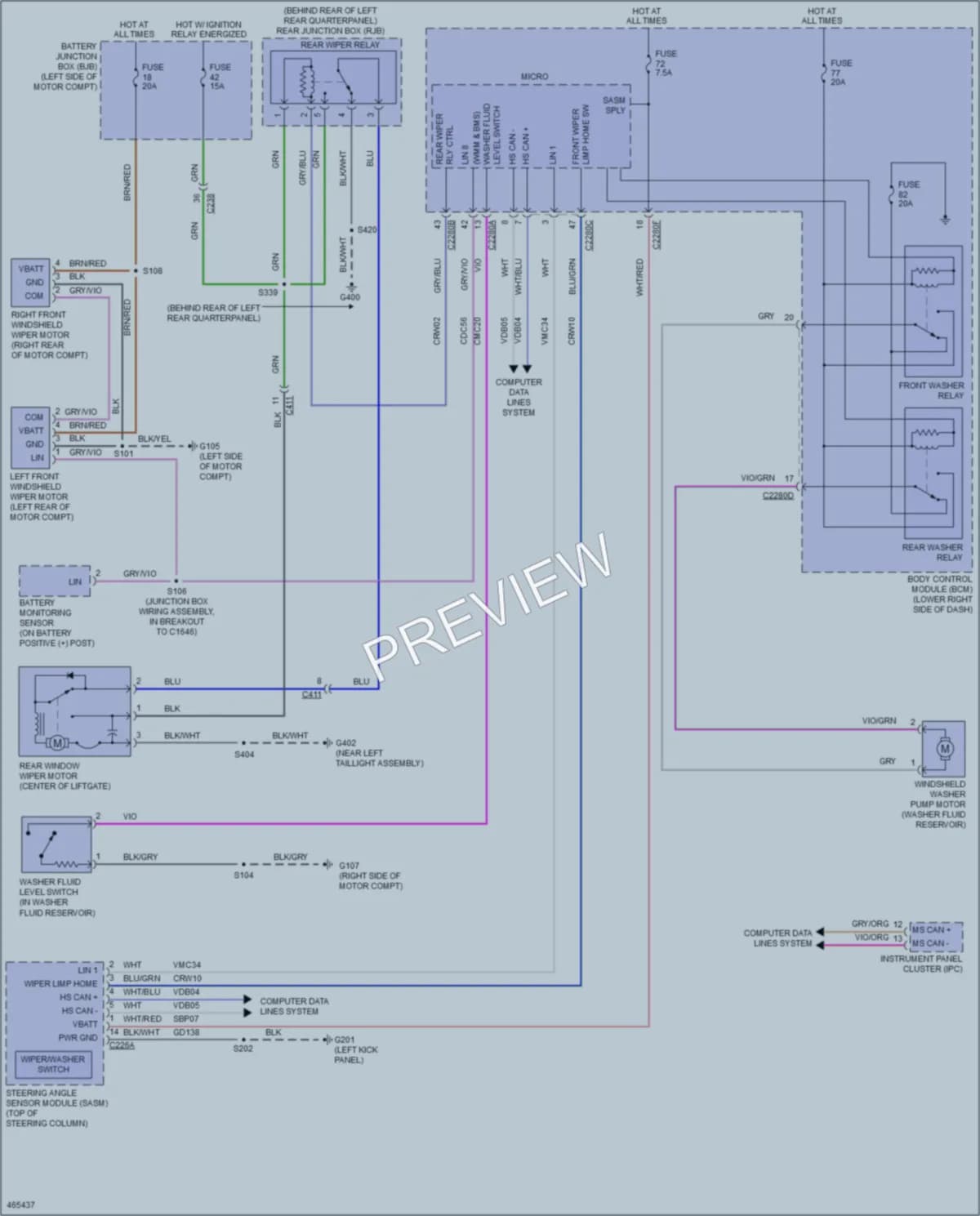 2015 Ford Focus Wiper Washer wiring diagram preview