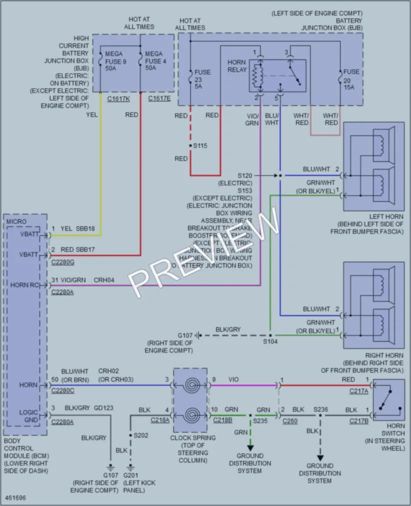 2015 Ford FocusElectric Horn wiring diagram preview