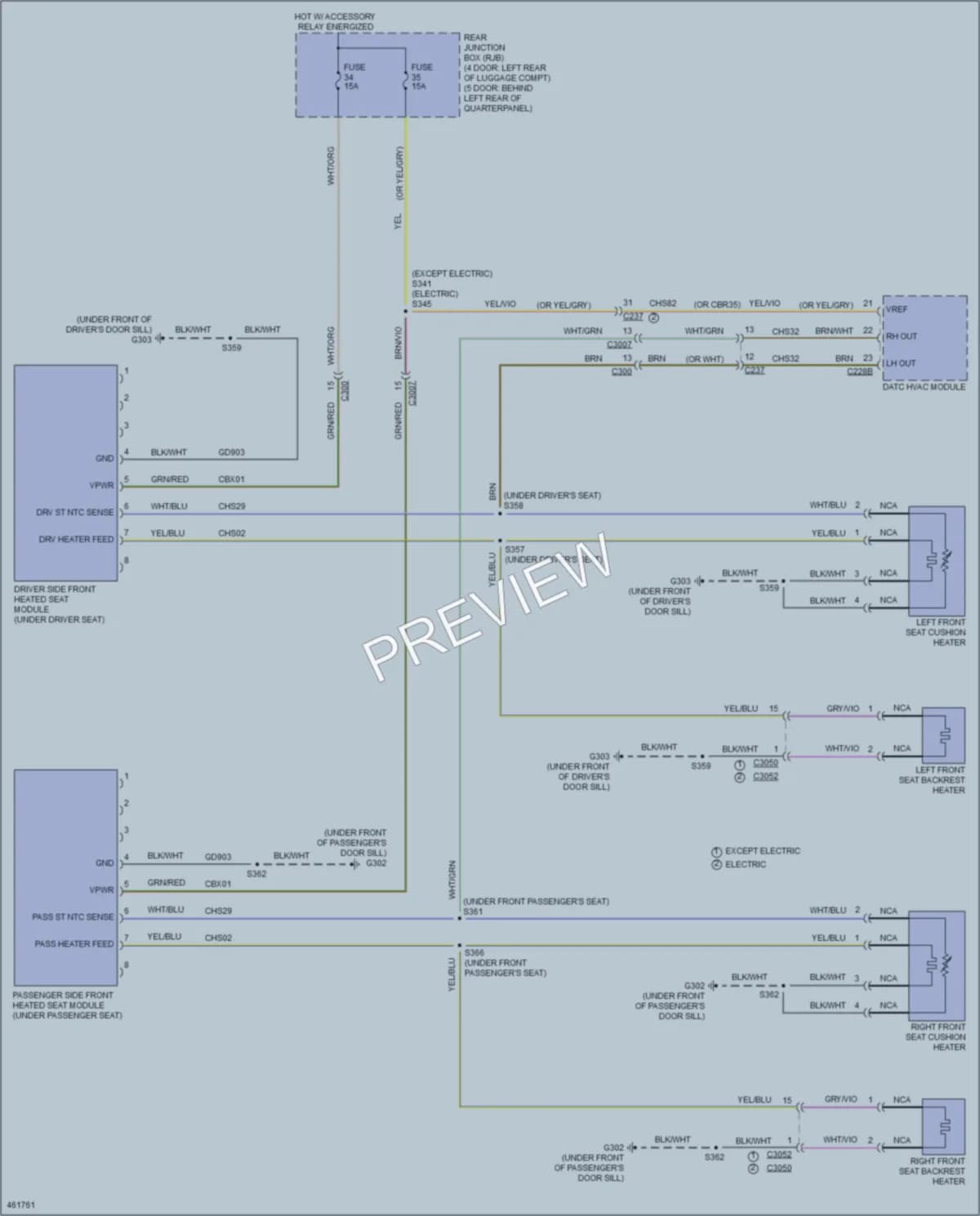 2015 Ford FocusElectric Power Seats wiring diagram preview