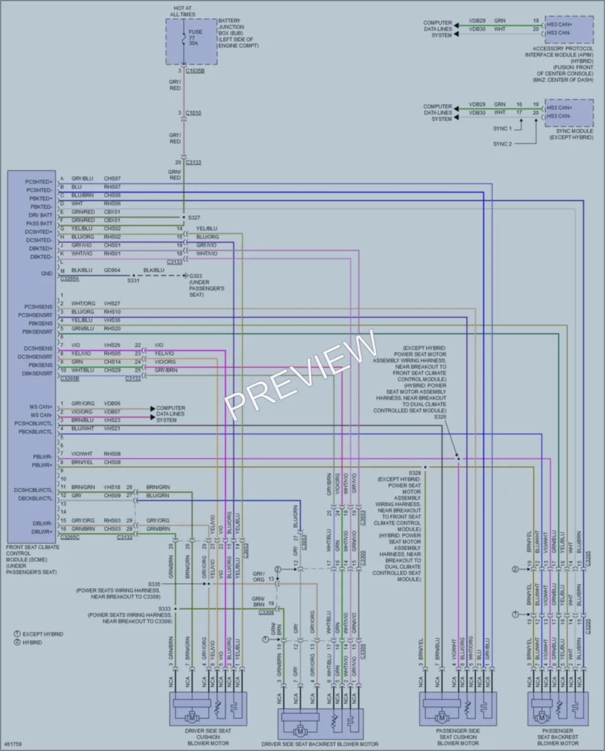 2015 Ford Fusion Power Seats wiring diagram preview