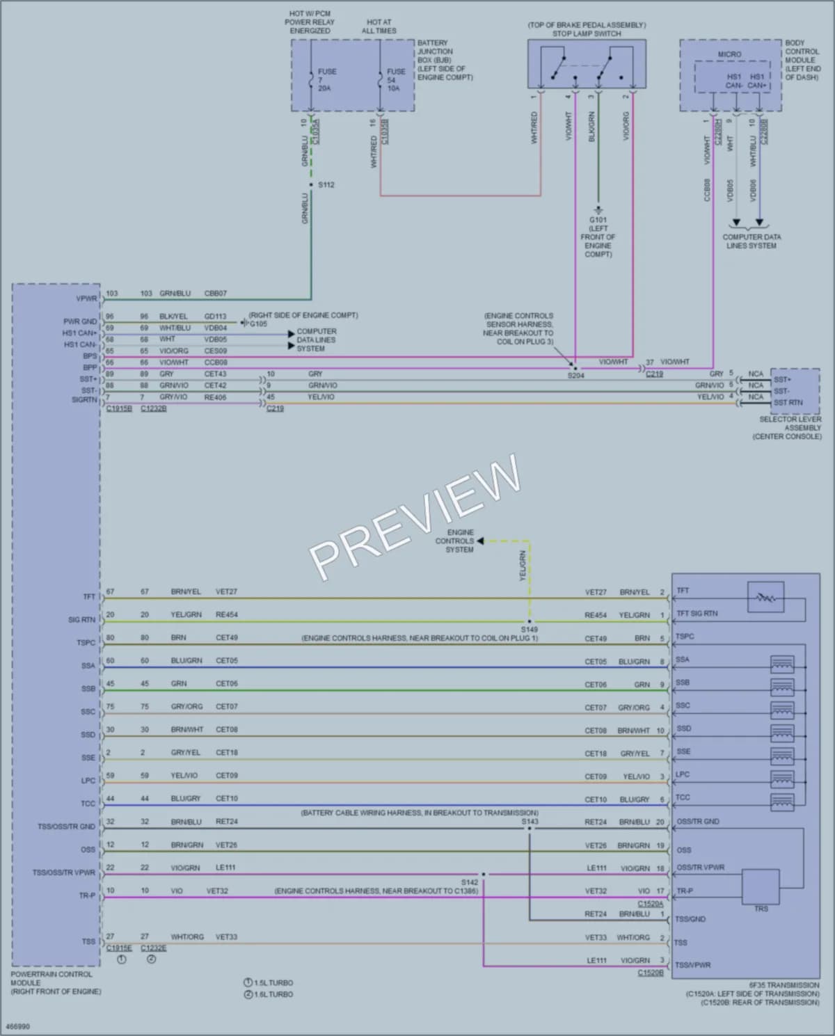 2015 Ford Fusion Transmission wiring diagram preview
