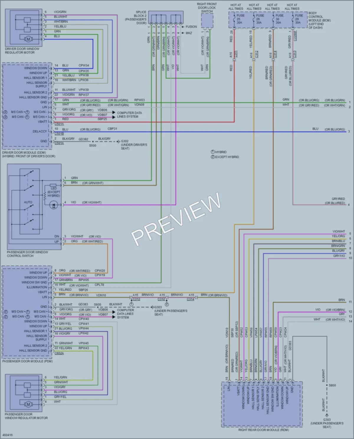 2015 Ford FusionEnergi Power Windows wiring diagram preview
