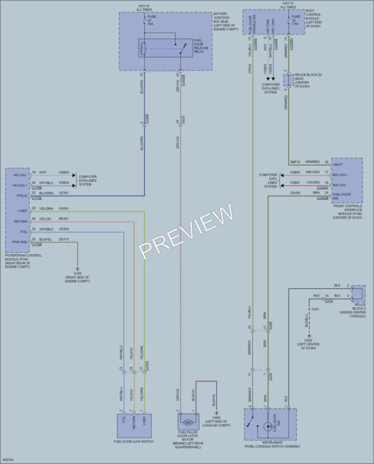 2015 Ford FusionEnergi Trunk Tailgate Fuel Door wiring diagram preview